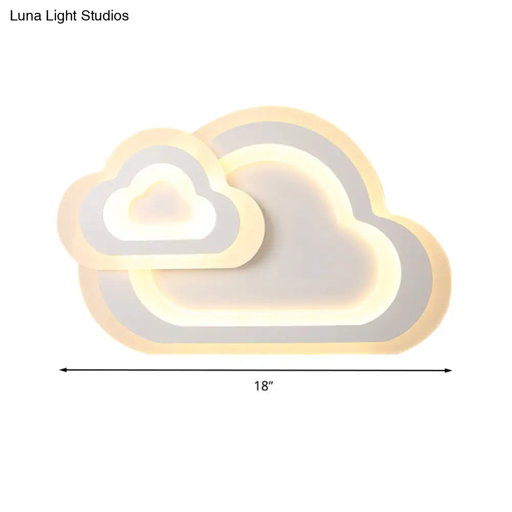 Sleek Cloud Ceiling Light: Acrylic White Led Mount For Baby Room