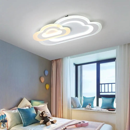 Sleek Cloud Ceiling Light: Acrylic White Led Mount For Baby Room / A Third Gear