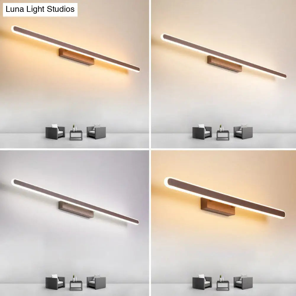 Sleek Coffee Linear Led Vanity Sconce For Minimalist Bathrooms