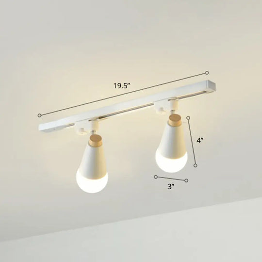 Sleek Cone Spotlight Track Lighting: Macaron Metal Semi-Flush Mount Light For Corridors 2 / White