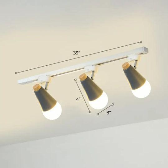 Sleek Cone Spotlight Track Lighting: Macaron Metal Semi-Flush Mount Light For Corridors 3 / Grey