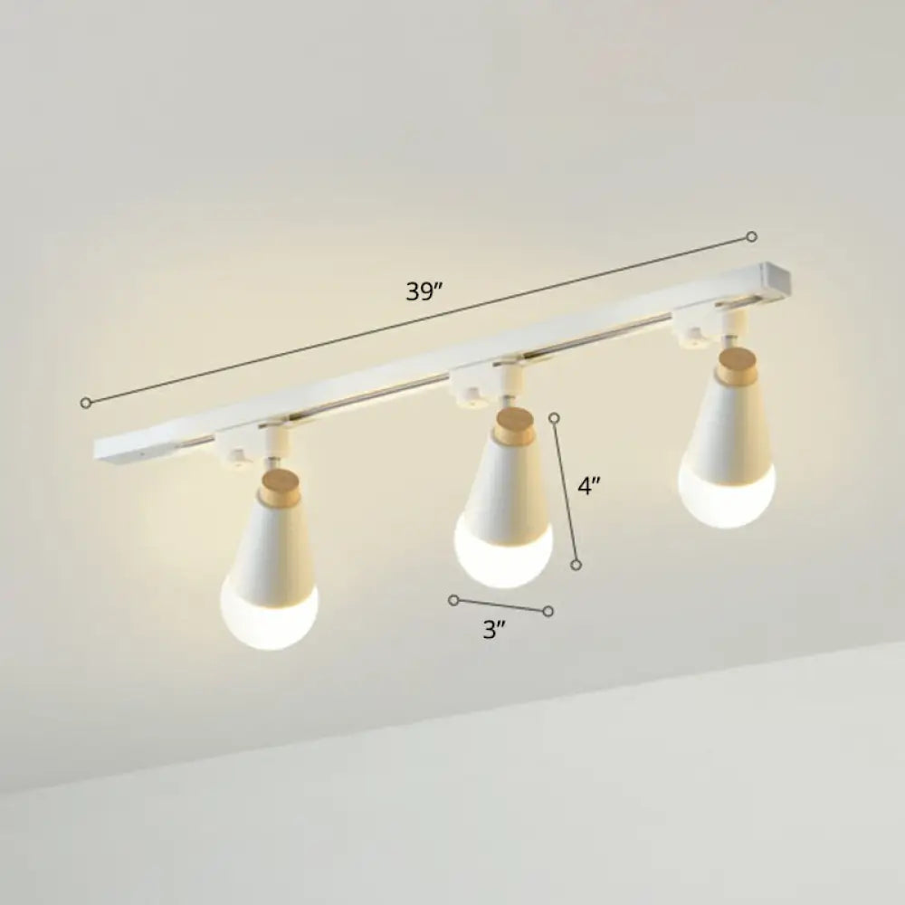 Sleek Cone Spotlight Track Lighting: Macaron Metal Semi-Flush Mount Light For Corridors 3 / White