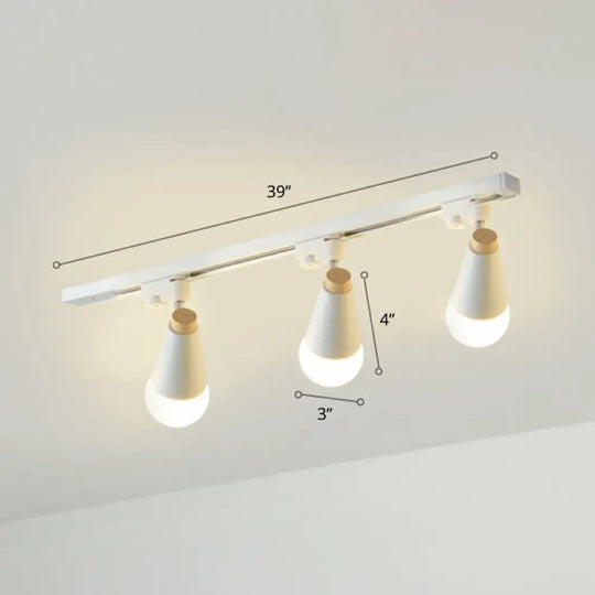 Sleek Cone Spotlight Track Lighting: Macaron Metal Semi-Flush Mount Light For Corridors 3 / White