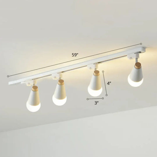 Sleek Cone Spotlight Track Lighting: Macaron Metal Semi-Flush Mount Light For Corridors 4 / White