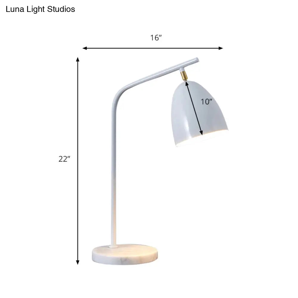 Sleek Conical Desk Lamp With Marble Base - 1-Light Bedside Reading Book Light In Black/White