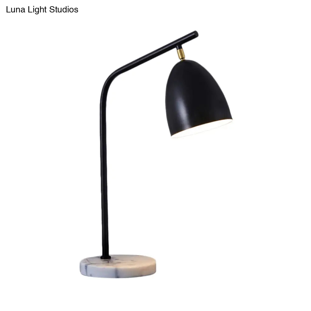 Sleek Conical Desk Lamp With Marble Base - 1-Light Bedside Reading Book Light In Black/White