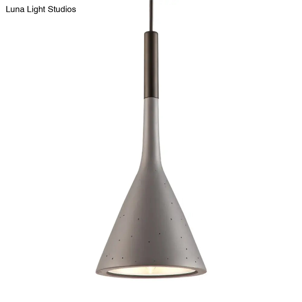 Sleek Conical Pendant Light - Iron Simple Style Monochrome Dining Table Lamp