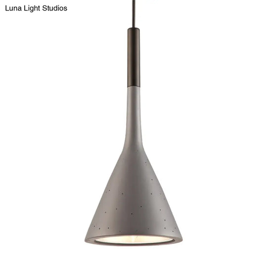 Sleek Conical Pendant Light - Iron Simple Style Monochrome Dining Table Lamp