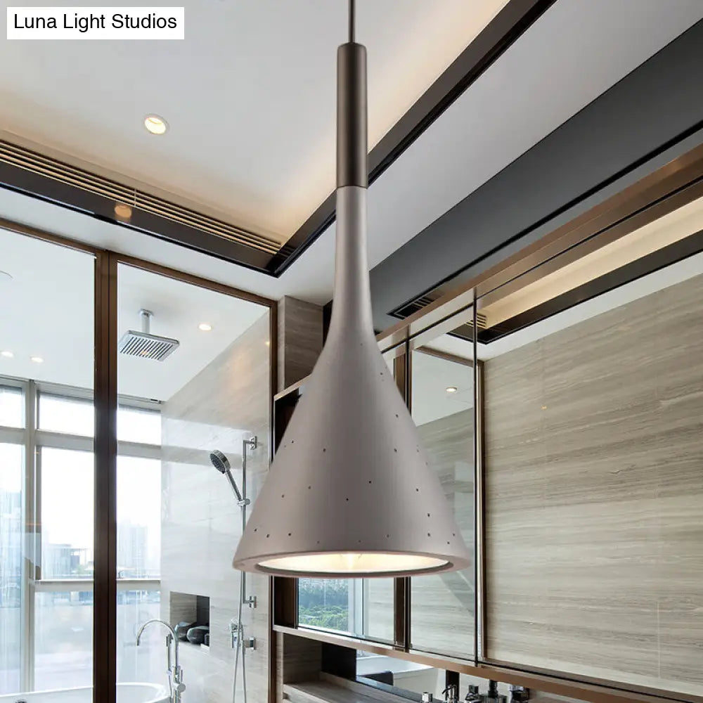 Conical Pendant Light - Simple And Stylish Iron Hanging Lamp Grey