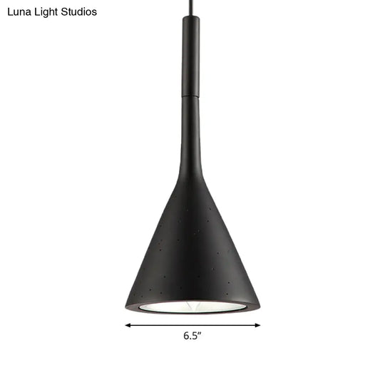 Sleek Conical Pendant Light - Iron Simple Style Monochrome Dining Table Lamp