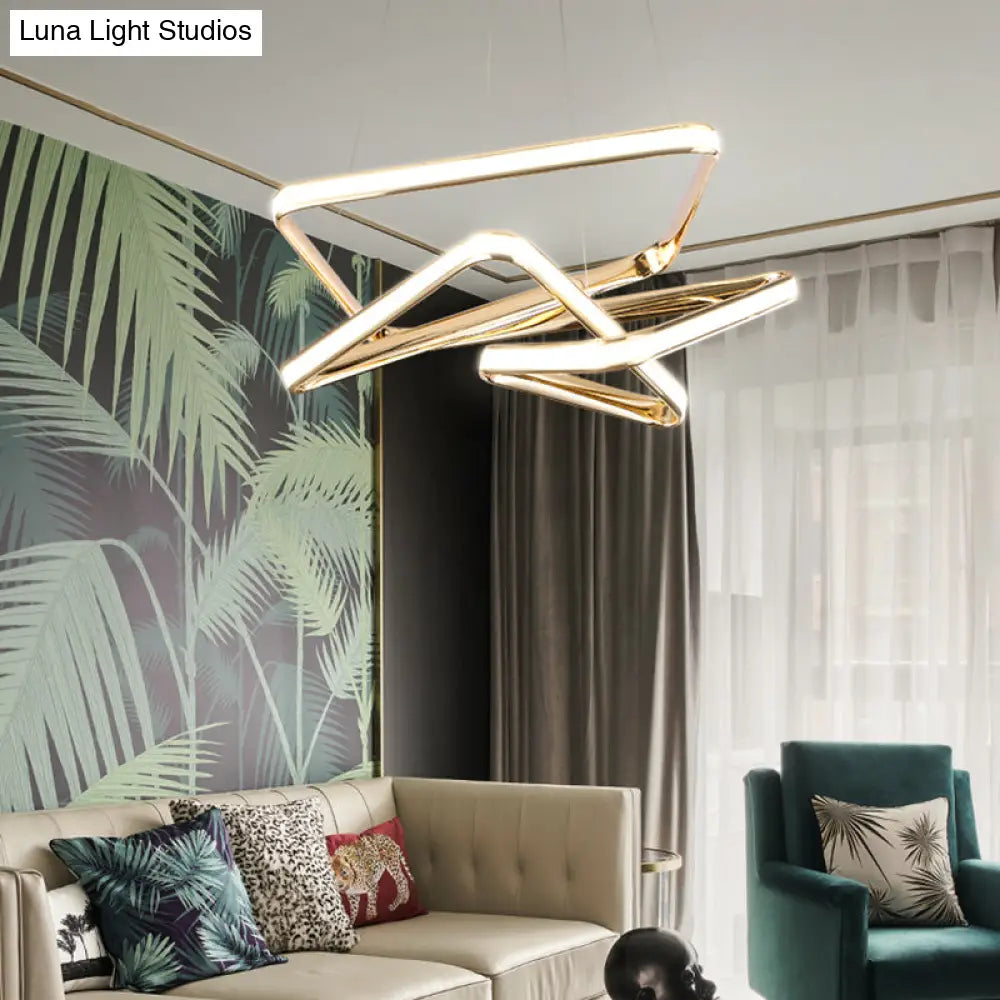 Gold Contorted Led Pendant Light: Simplicity Meets Metal Elegance For Living Room Ceiling