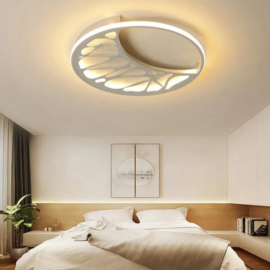 Sleek Crescent Led Flush Ceiling Light: Modern Acrylic White Lamp For Living Room / 16’ Warm