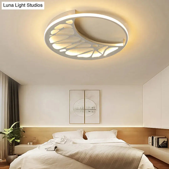 Sleek Crescent Led Flush Ceiling Light: Modern Acrylic White Lamp For Living Room / 16 Warm