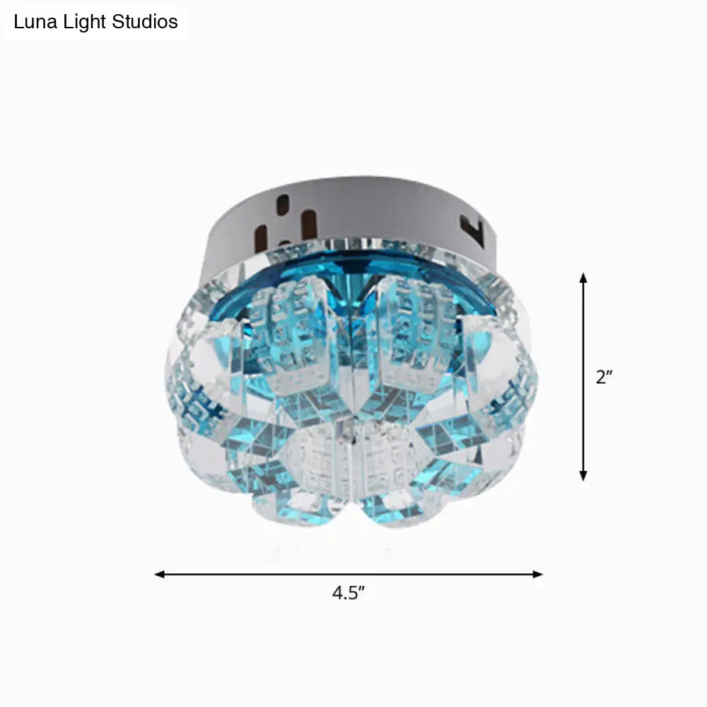 Sleek Crystal Corridor Flush Mount Ceiling Light With Led Blossom - Clear