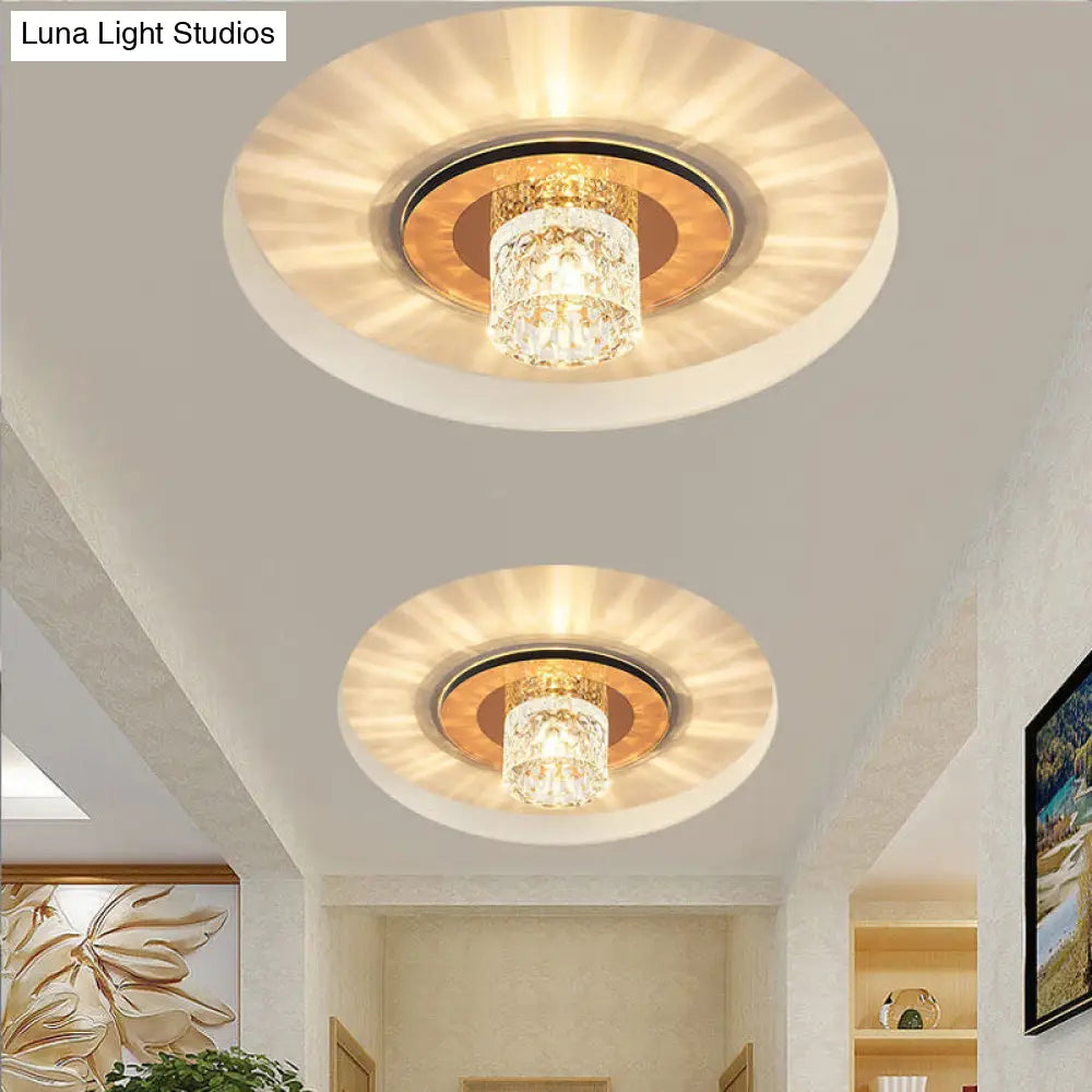 Sleek Crystal Cylinder Led Flush Mount Spotlight For Hallway Lighting