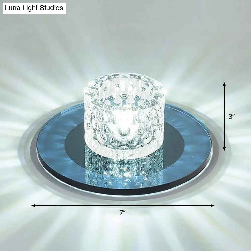 Sleek Crystal Cylinder Led Flush Mount Spotlight For Hallway Lighting Black / White