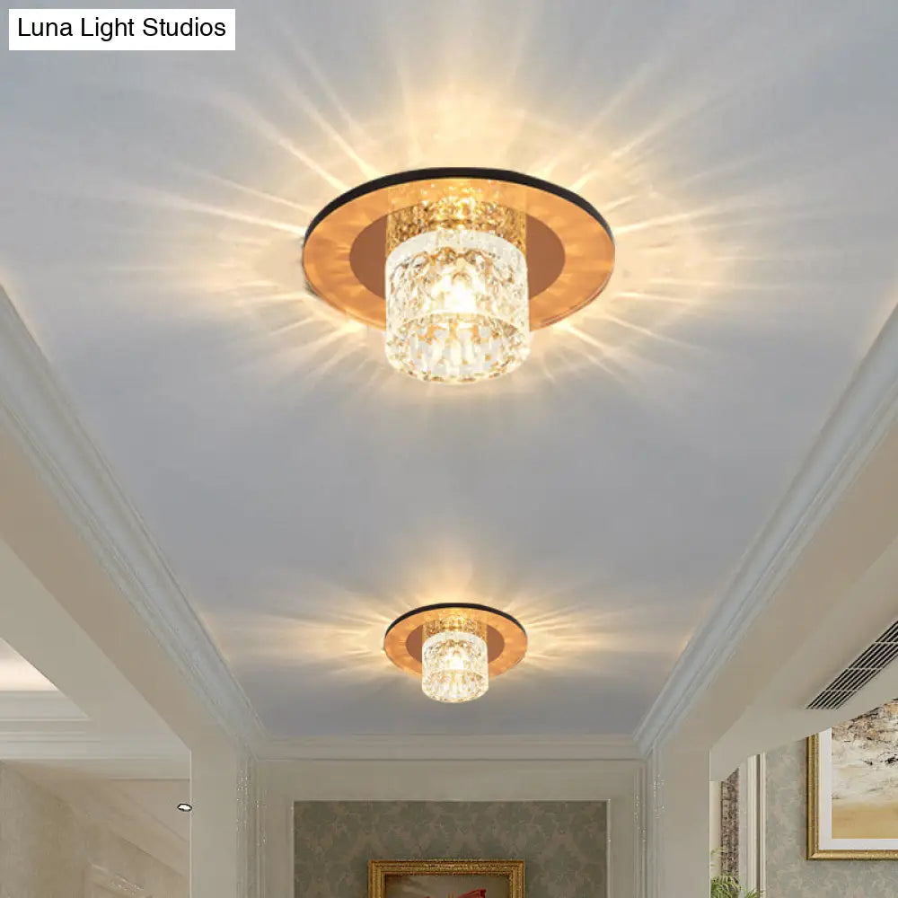 Sleek Crystal Cylinder Led Flush Mount Spotlight For Hallway Lighting