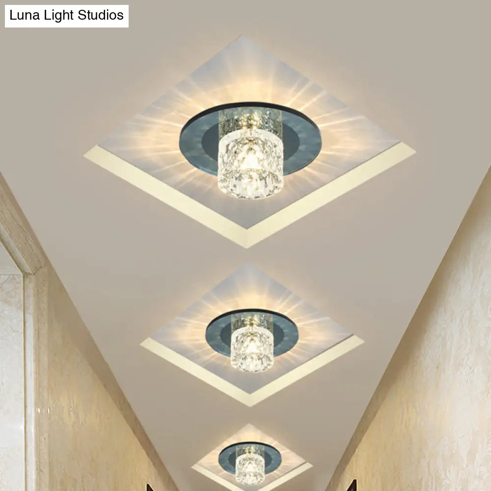 Sleek Crystal Cylinder Led Flush Mount Spotlight For Hallway Lighting