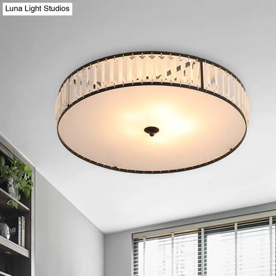 Sleek Crystal Drum Ceiling Mount Light Fixture - 14/21.5 W White 3/5 Lights Ideal For Bedroom / 14