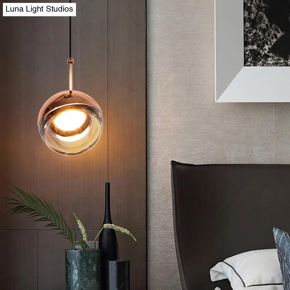 Sleek Led Crystal Glass Pendant Light For Bedside Or Ceiling