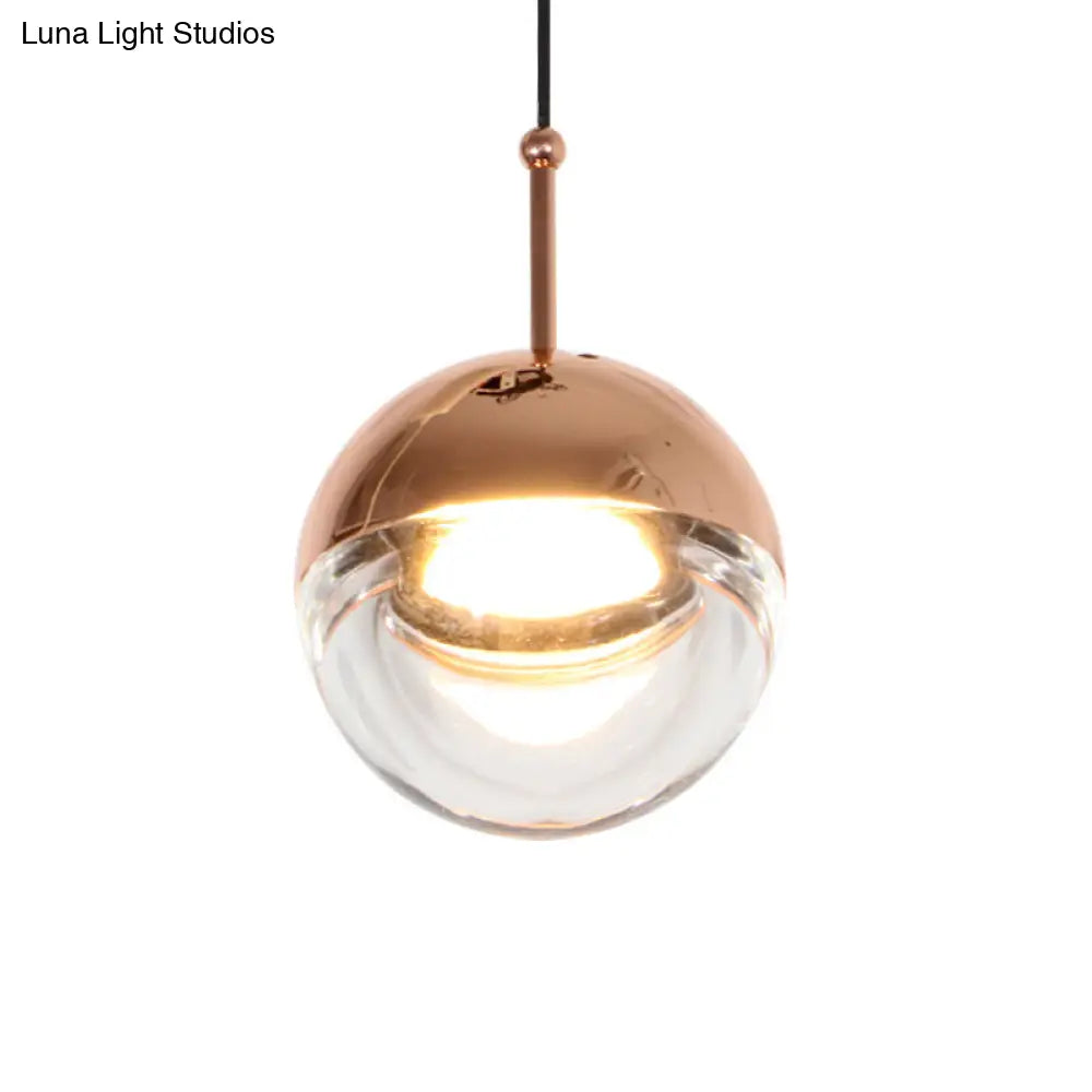 Sleek Led Crystal Glass Pendant Light For Bedside Or Ceiling Rose Gold