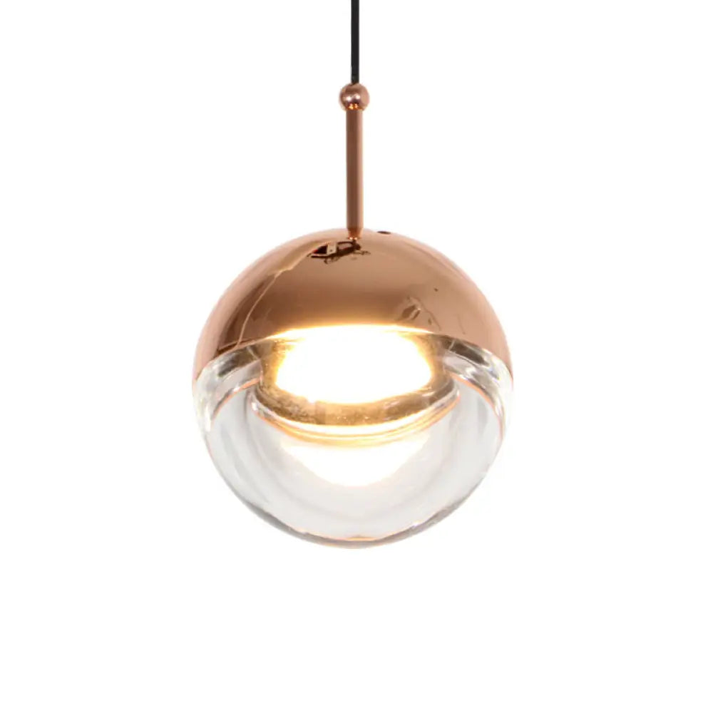 Sleek Crystal Glass Led Pendant Ceiling Light – A Global Simplicity For Bedside Rose Gold