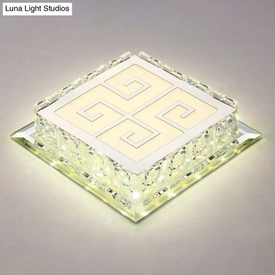 Sleek Crystal Led Flush Ceiling Light Stylish Square Design For Foyer Clear / Third Gear Trellis