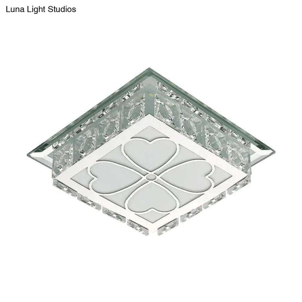 Sleek Crystal Led Flush Ceiling Light – Stylish Square Design For Foyer