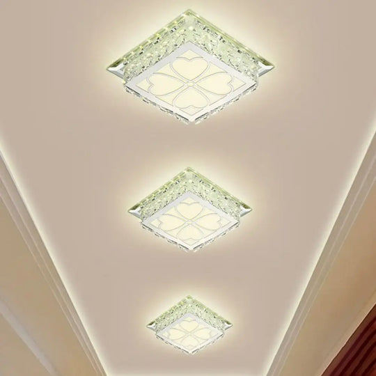 Sleek Crystal Led Flush Ceiling Light – Stylish Square Design For Foyer Clear / Third Gear Loving