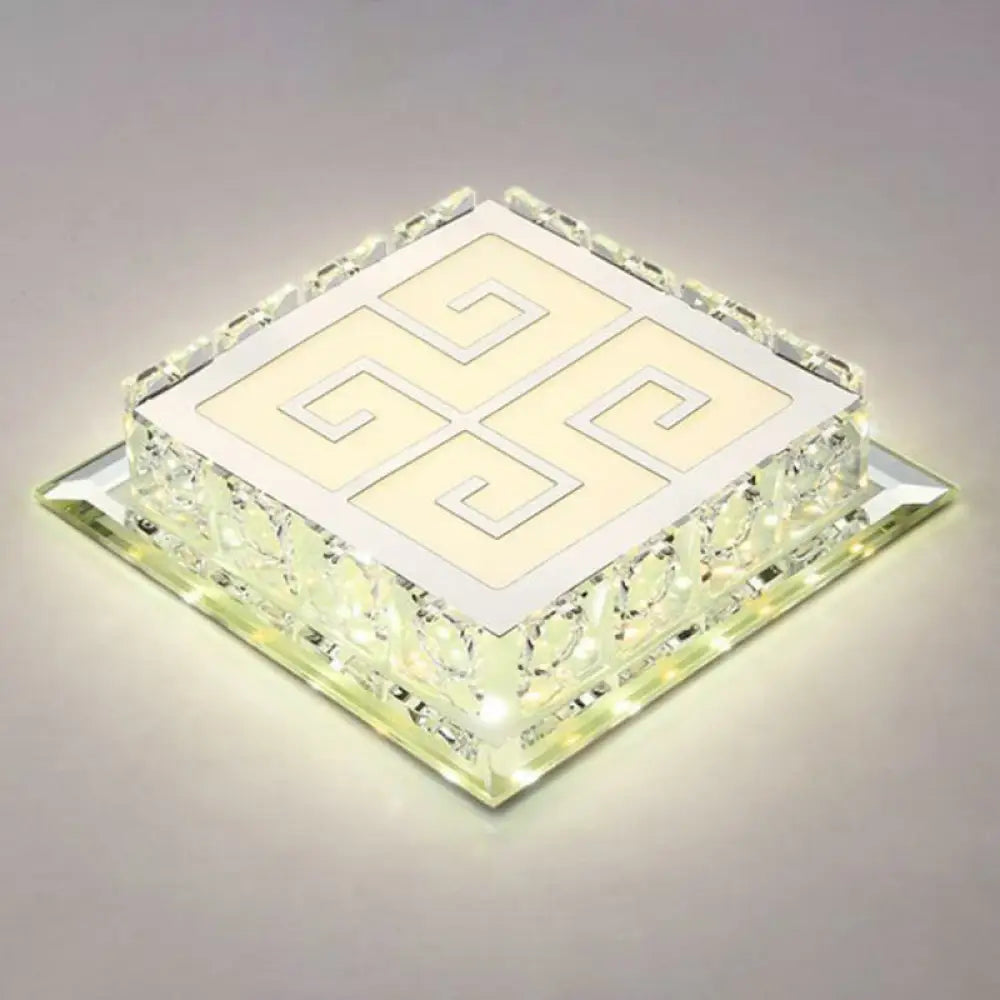 Sleek Crystal Led Flush Ceiling Light – Stylish Square Design For Foyer Clear / Third Gear Trellis