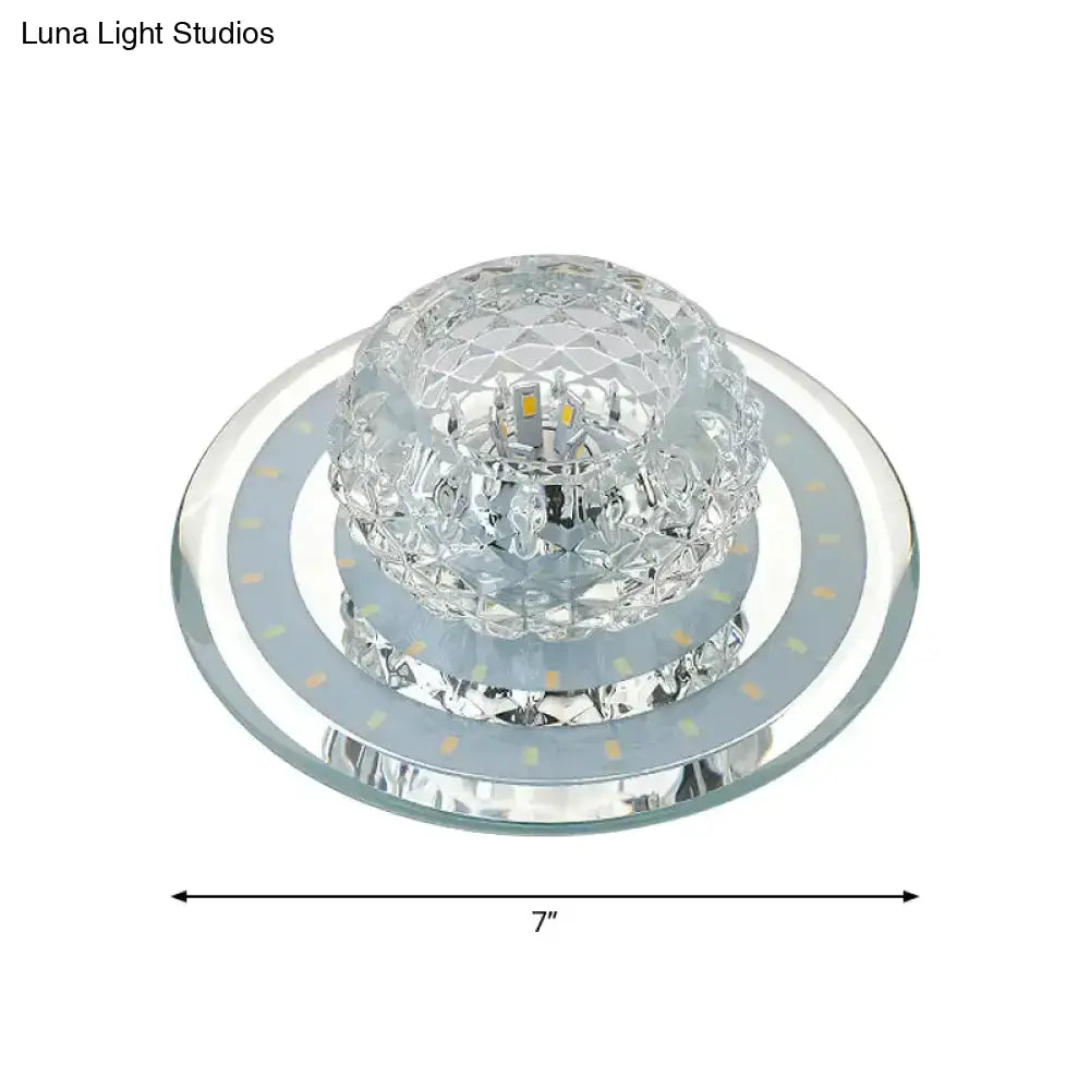 Sleek Crystal Led Foyer Ceiling Light - Geometric Design Chrome Flush Mount