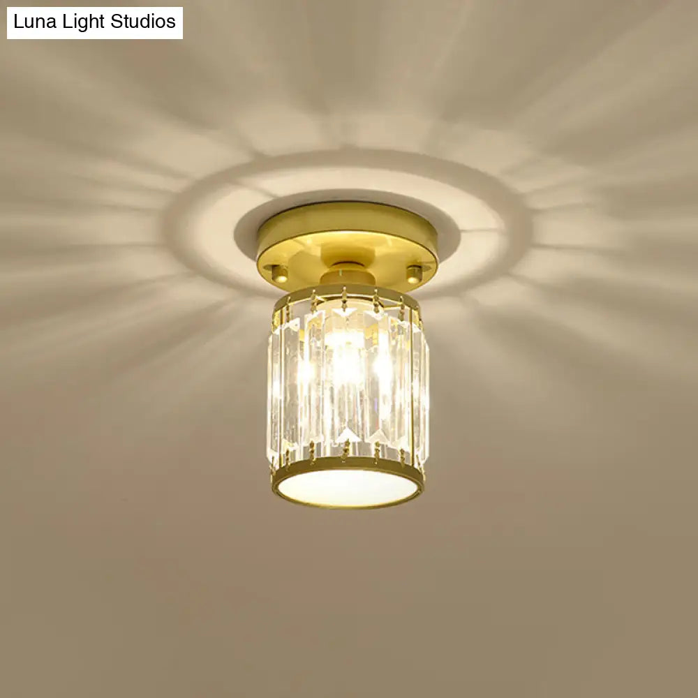 Sleek Crystal Semi Flush Mount Ceiling Light For Foyer - Round/Square Shape Small Size 1 Bulb