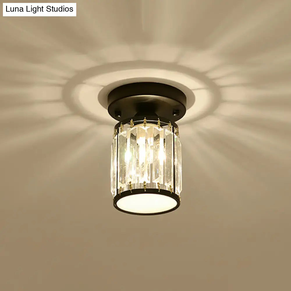 Sleek Crystal Semi Flush Mount Ceiling Light For Foyer - Round/Square Shape Small Size 1 Bulb