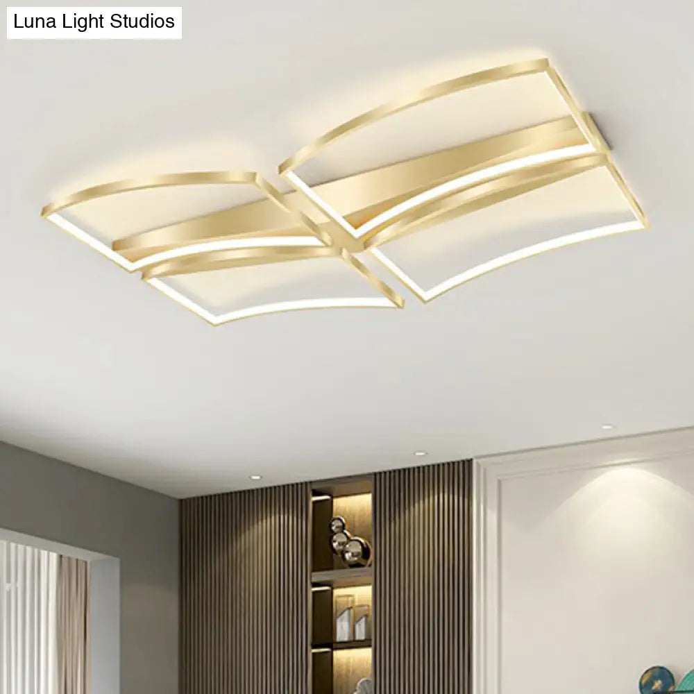 Sleek Curved Frame Flush Mount Led Ceiling Light For Modern Living Spaces