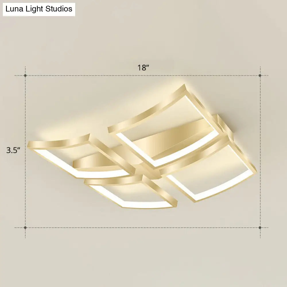 Sleek Curved Frame Flush Mount Led Ceiling Light For Modern Living Spaces Gold / 18 Warm