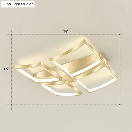 Sleek Curved Frame Flush Mount Led Ceiling Light For Modern Living Spaces Gold / 18 Warm