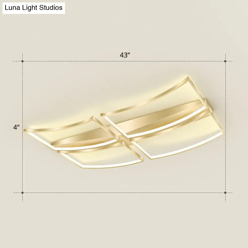 Sleek Curved Frame Flush Mount Led Ceiling Light For Modern Living Spaces Gold / 43 Warm