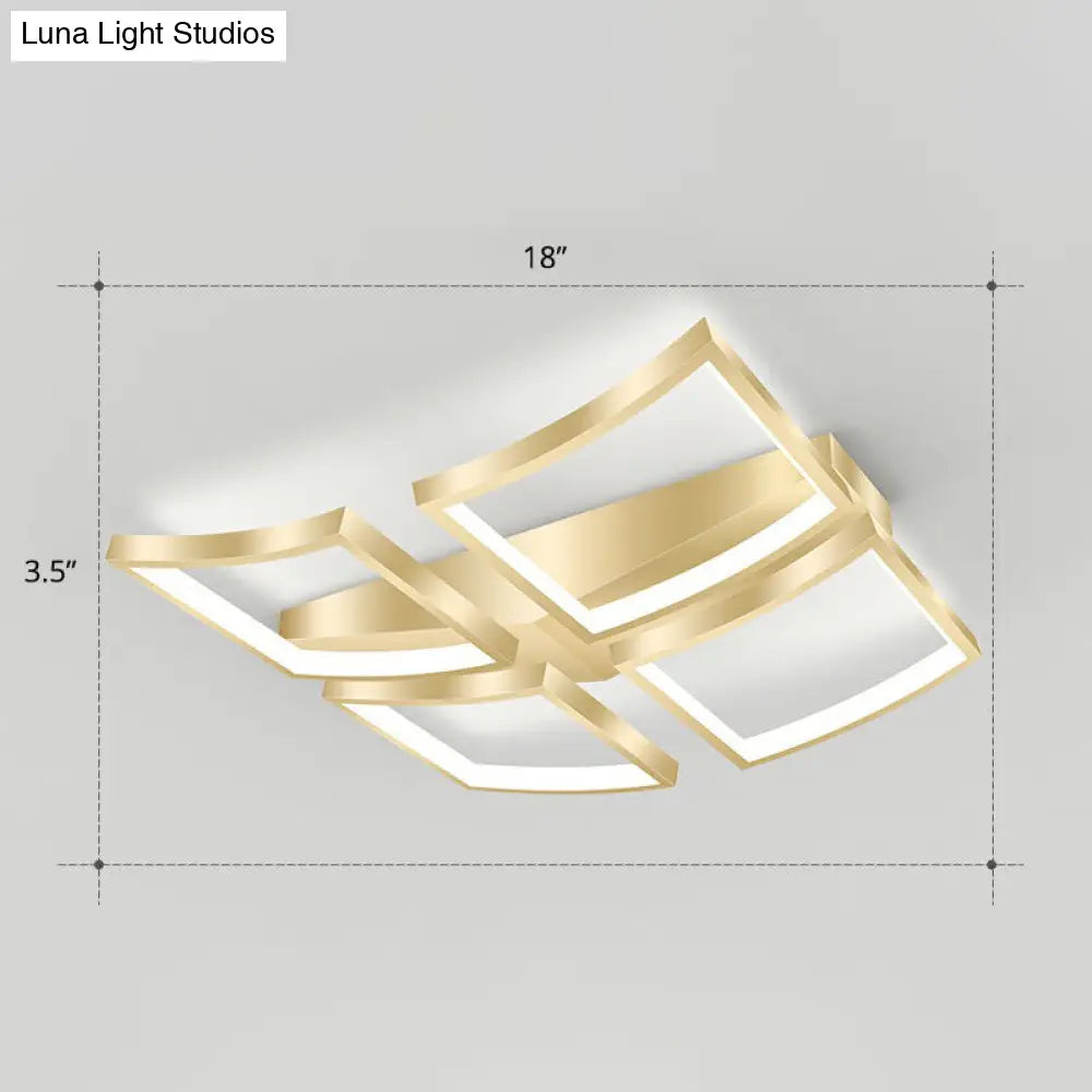 Sleek Curved Frame Flush Mount Led Ceiling Light For Modern Living Spaces Gold / 18 White