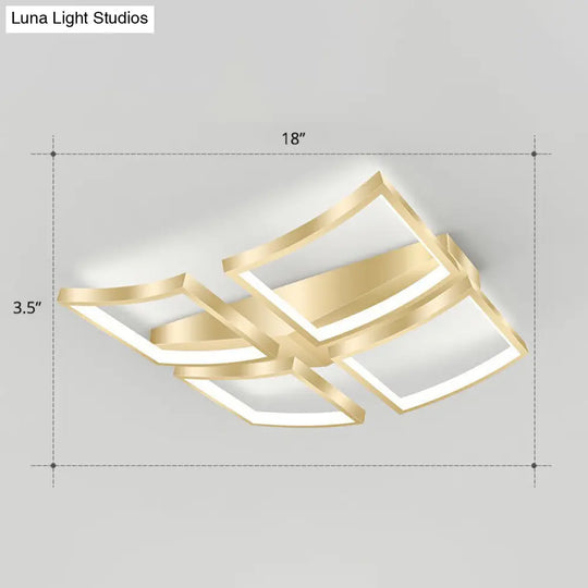 Sleek Curved Frame Flush Mount Led Ceiling Light For Modern Living Spaces Gold / 18 White