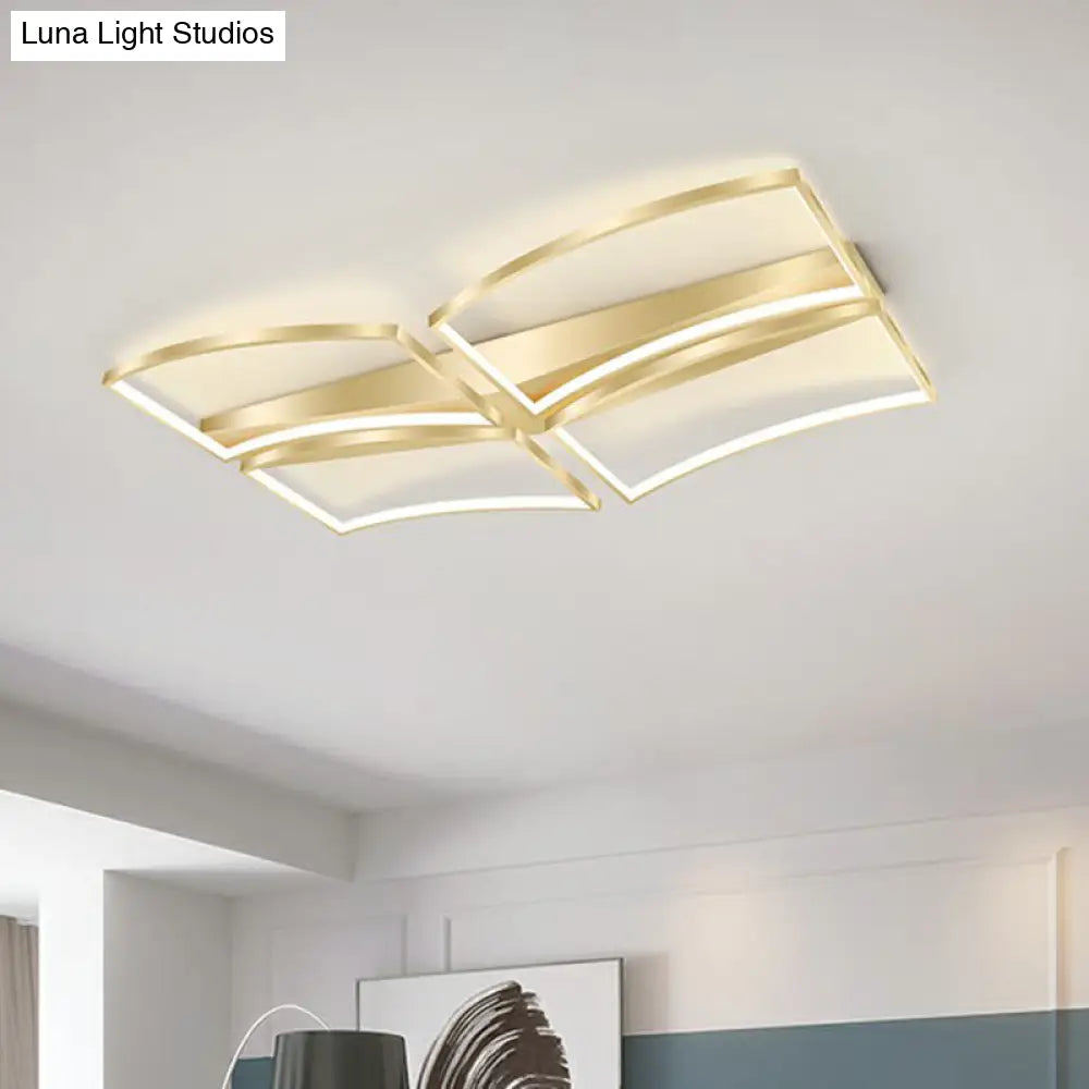 Sleek Curved Frame Flush Mount Led Ceiling Light For Modern Living Spaces
