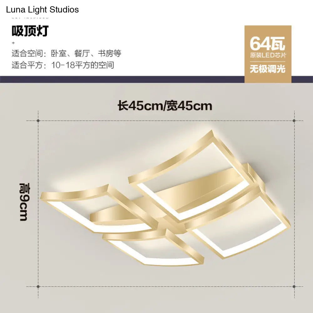 Sleek Curved Frame Flush Mount Led Ceiling Light For Modern Living Spaces Gold / 18 Remote Control