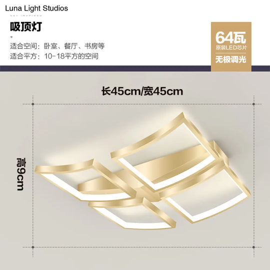 Sleek Curved Frame Flush Mount Led Ceiling Light For Modern Living Spaces Gold / 18 Remote Control