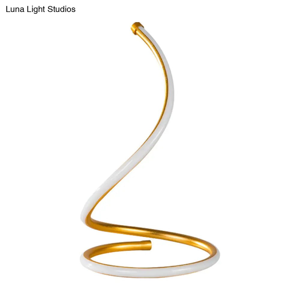 Sleek Curved Led Night Table Lamp In Gold/Silver With Minimalist Acrylic Design White/Warm Light