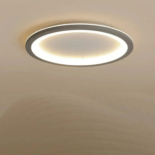 Sleek Disc-Shaped Led Bedroom Flush Mount Ceiling Light In Grey/White Multiple Sizes Available Grey