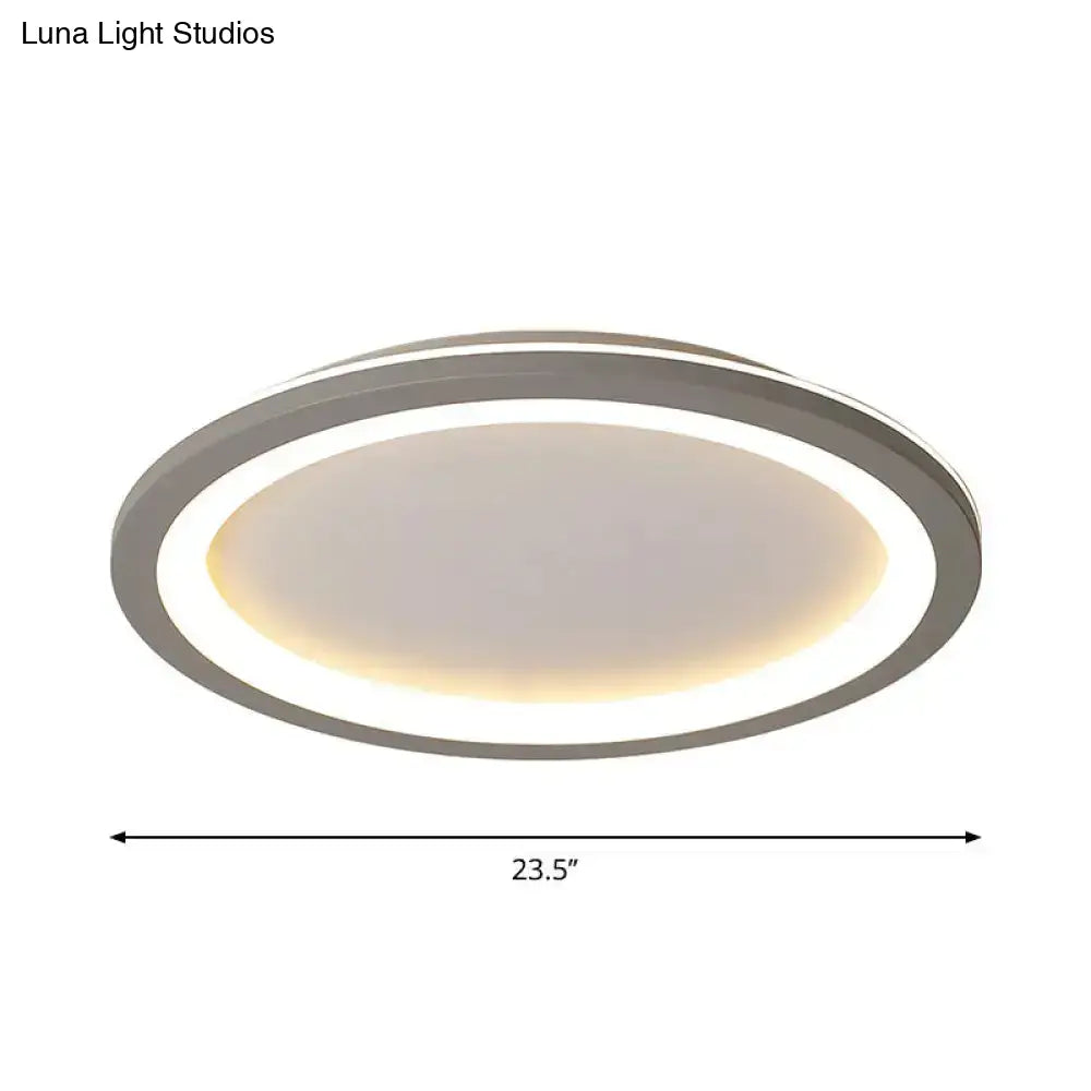 Sleek Disc-Shaped Led Bedroom Flush Mount Ceiling Light In Grey/White Multiple Sizes Available