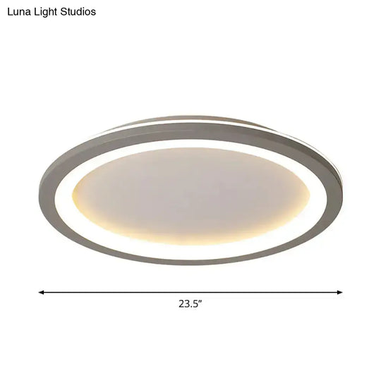 Sleek Disc-Shaped Led Bedroom Flush Mount Ceiling Light In Grey/White Multiple Sizes Available