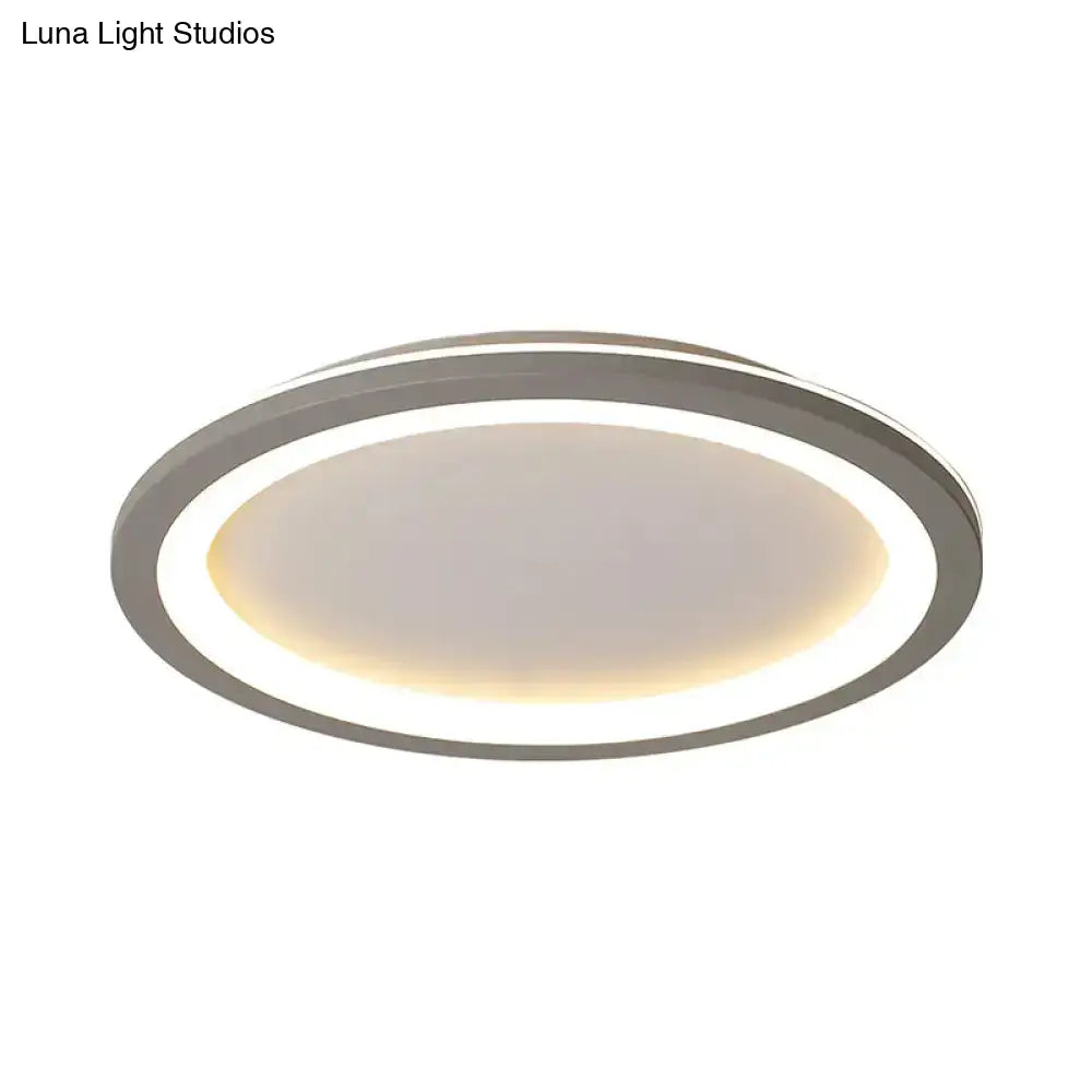 Sleek Disc-Shaped Led Bedroom Flush Mount Ceiling Light In Grey/White Multiple Sizes Available