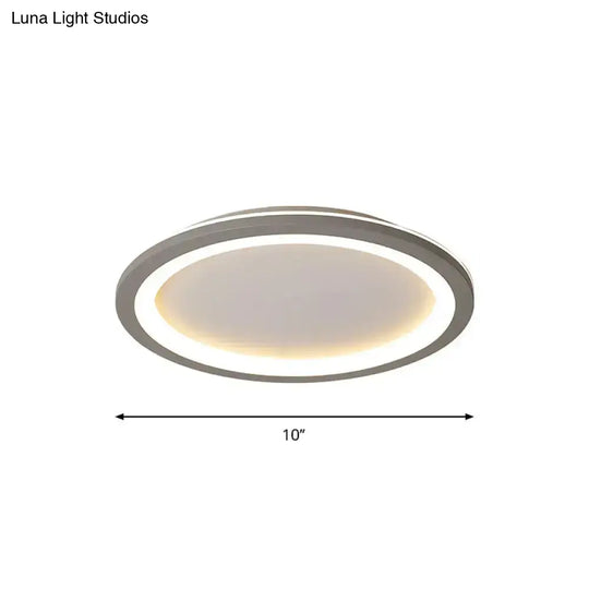 Sleek Disc-Shaped Led Bedroom Flush Mount Ceiling Light In Grey/White Multiple Sizes Available