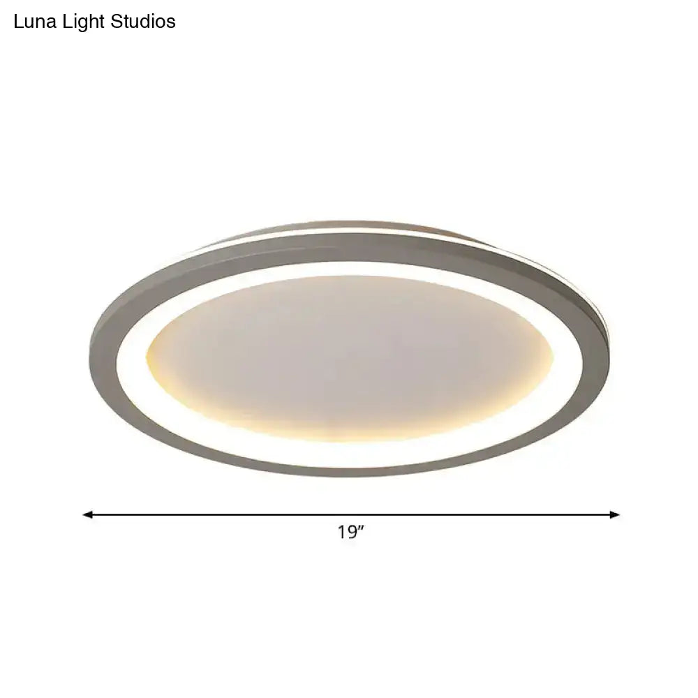 Sleek Disc-Shaped Led Bedroom Flush Mount Ceiling Light In Grey/White Multiple Sizes Available