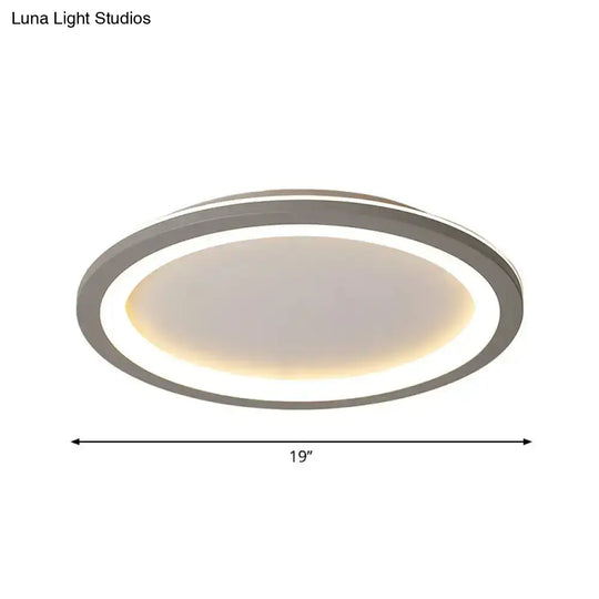 Sleek Disc-Shaped Led Bedroom Flush Mount Ceiling Light In Grey/White Multiple Sizes Available